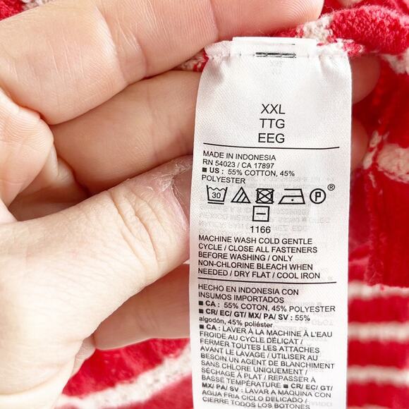 Old Navy So Soft Lite Striped V Neck Long Sleeve Cardigan Sweater Red White XXL - Picture 5 of 5